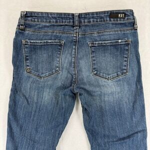 KUT From The Kloth Reese Ankle Straight Leg Jeans Women Size 6 Frayed‎ Hem